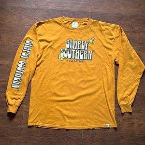 Simply Southern Long Sleeve TShirt Jeep Butterflies Daisies size XL Yellow